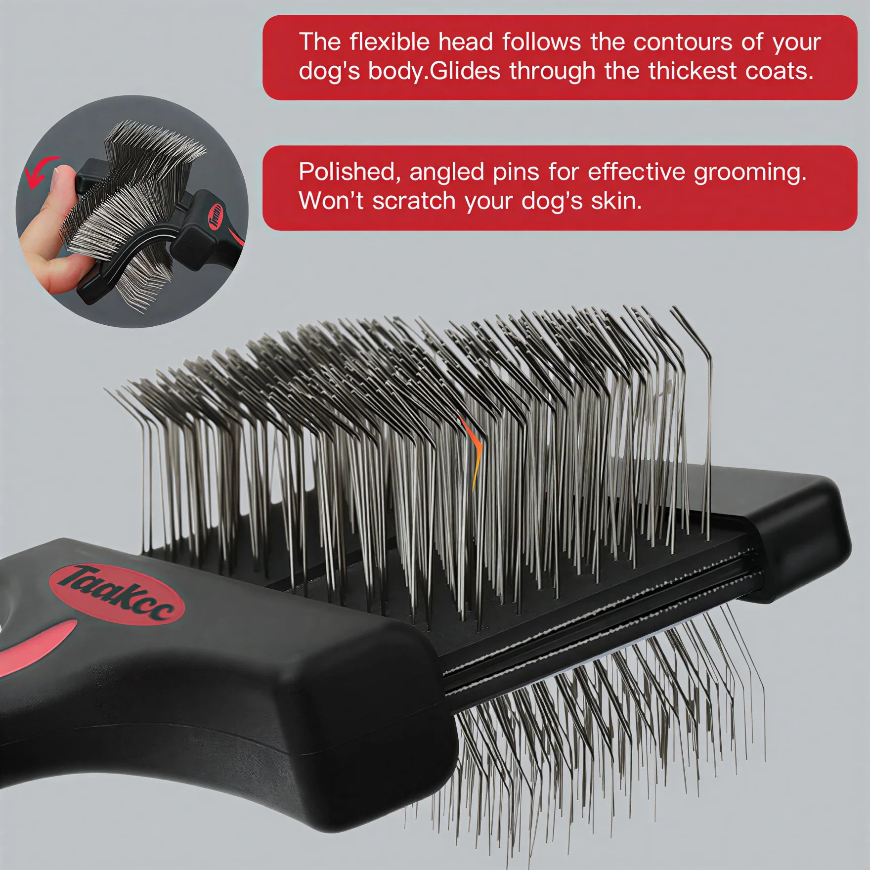 Brosse double face pour animaux de compagnie et peigne anti-puces