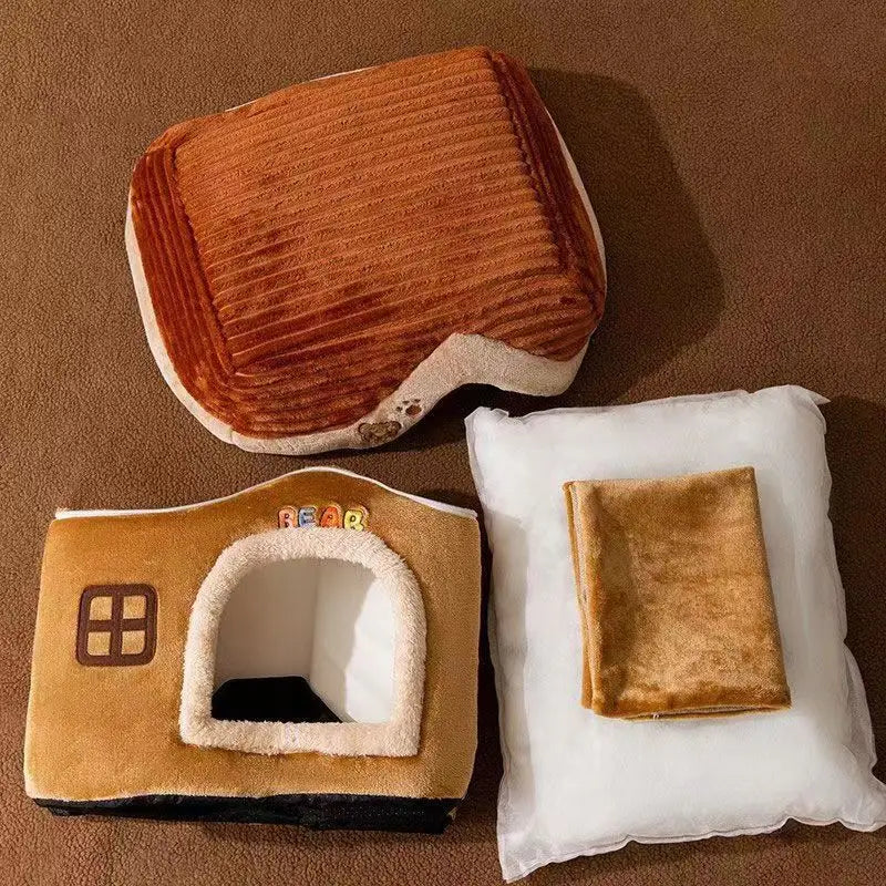 Maison pour animaux de compagnie mignonne avec lit pliable